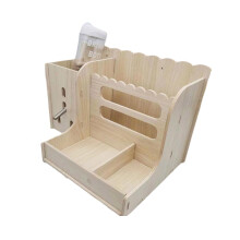 Wood Rabbits Hay Feeder Box With Water Bottle Holder For Small Animals 14x10x10 Inches Durable Wooden Design