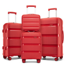 (red, 12+19+24+28inch) 4-Piece PP Hardshell Luggage Set–Durable Travel Suitcases