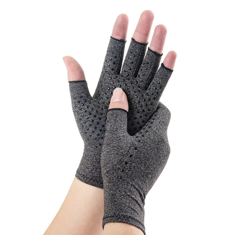 Gray 1 Pair Compression Arthritis Gloves Half Finger