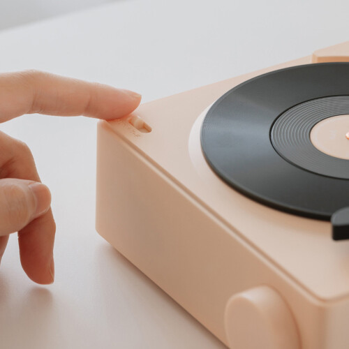 Portable Pink Record Player Bluetooth Speaker 5.0 3 Modes 2