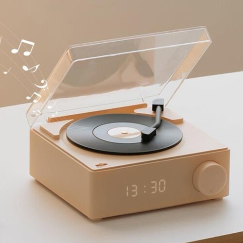 Portable Pink Record Player Bluetooth Speaker 5.0 3 Modes