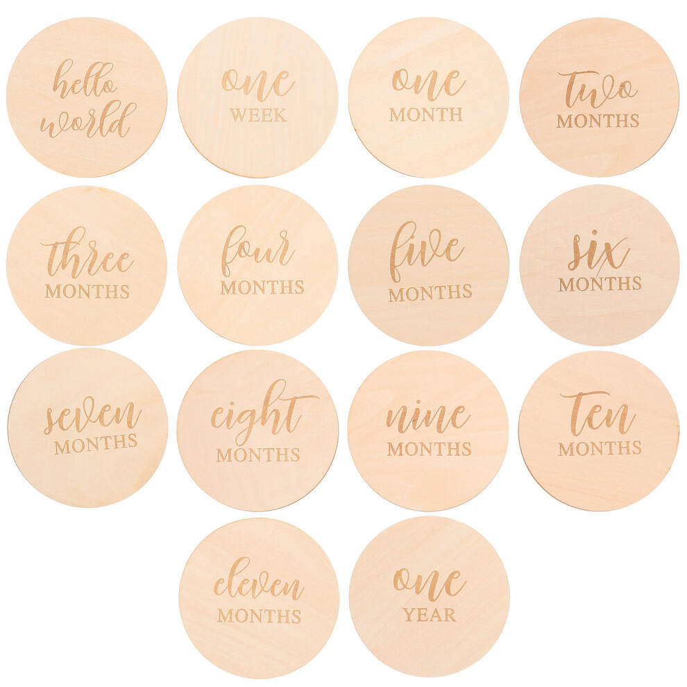 56 Pcs Baby Milestone Photo Props Wood Discs Party Decor Inoomp