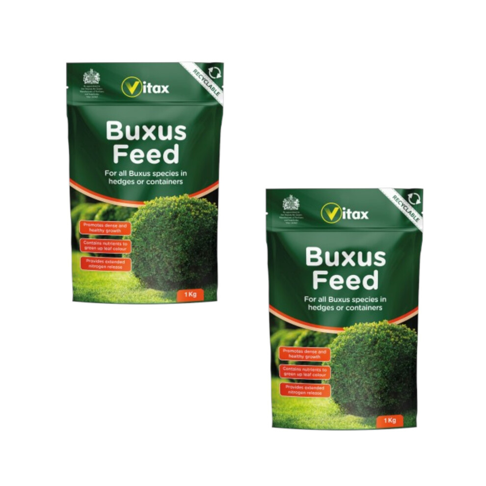 Vitax Buxus Feed 2Kg Fertiliser For Box Hedges & Evergreens Green