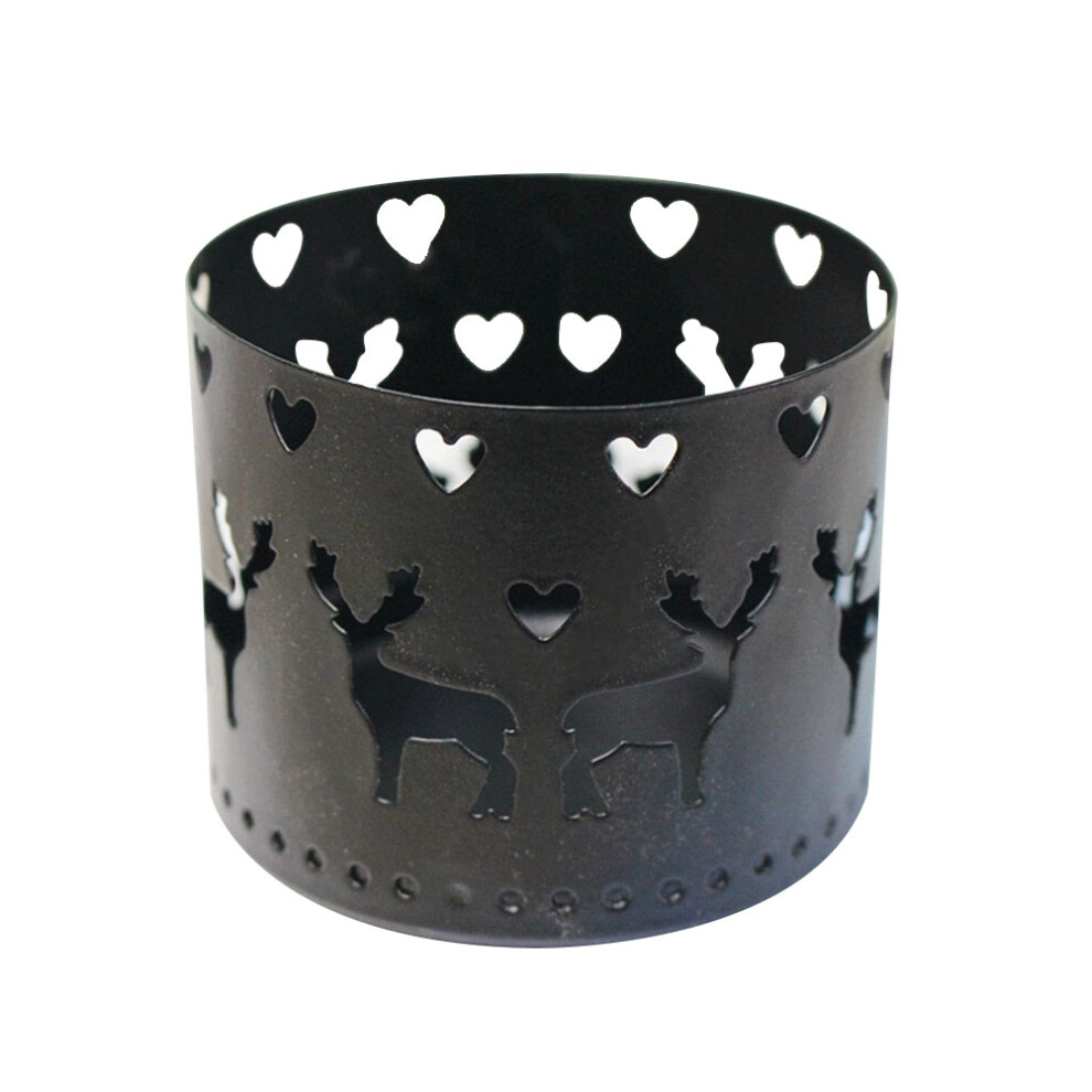 2pcs Iron Hollow Candle Holders Elk Pattern Black-image-OPC-PKCFYQM-NEW