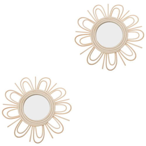2pcs Rattan Woven Mirror Wall Decor Art Craft 2
