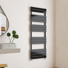 (Black, 1600x600mm) Flat Panel Bathroom Heated Towel Rail Radiators