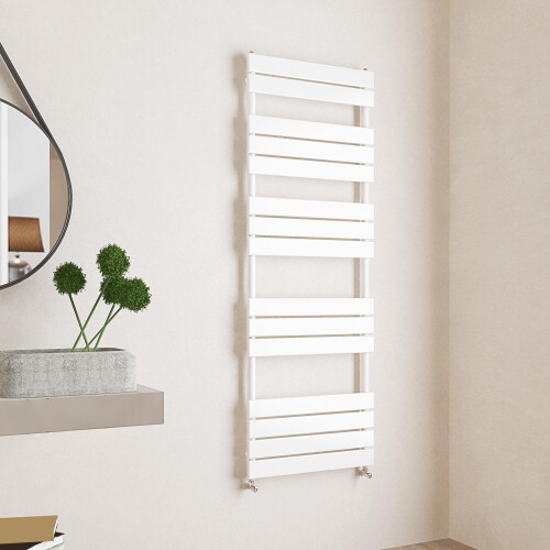 (White, 1600x600mm) Flat Panel Bathroom Heated Towel Rail Radiators