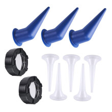 Sausage Caulking Nozzle Set 10-Pack with Caps and Cone Tips for Precision Work, Durable and Damage-Resistant Design