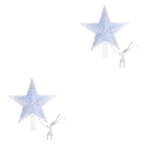 2Pcs Christmas Tree Star Topper Led Warm White With 2
