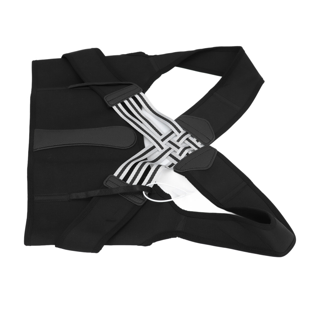 Black Back Posture Corrector With Lumbar Support, Breathable Fabric,