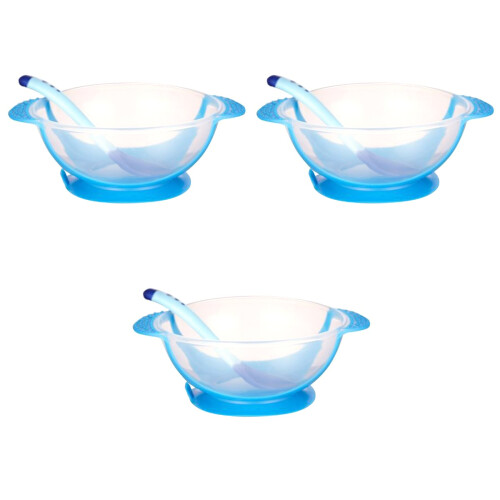 3pcs Silicone Suction Bowl Set with Temperature Sensing Spoon 2