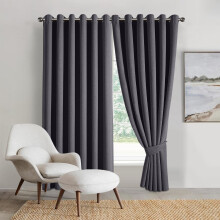 (Charcoal, 66" x 54" (168cm x 137cm)) 100% Blackout Linen Curtains - 260GSM Heavy Thermal Insulated Drapes, Thick Light Blocking Curtains
