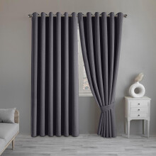 (Charcoal, 66" x 90" (168cm x 229cm)) 100% Blackout Linen Curtains - 260GSM Heavy Thermal Insulated Drapes, Thick Light Blocking Curtains
