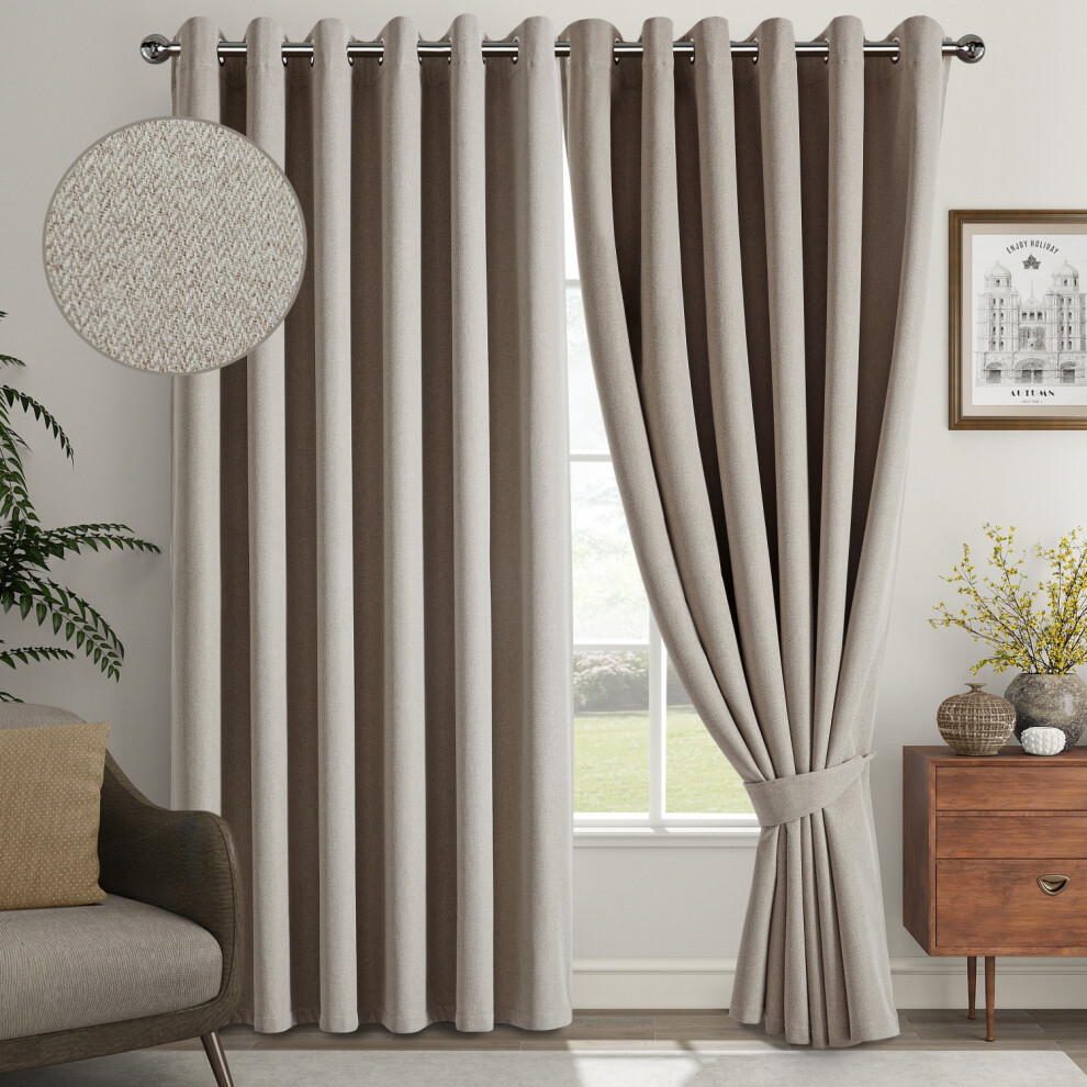 Bedlooms (Mink, 66" X 54" (168Cm X 137Cm)) 100% Blackout Linen Curtains - 260Gsm Heavy Thermal Insulated Drapes, Thick Light Blocking Curtains Cream