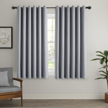 (Grey, 46" x 54" (117cm x 137cm)) 100% Blackout Linen Curtains - 260GSM Heavy Thermal Insulated Drapes, Thick Light Blocking Curtains