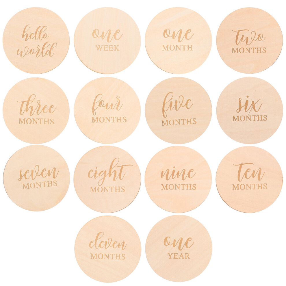 84 Pcs Baby Milestone Photo Props Wood Discs Cards Party Decor Totority