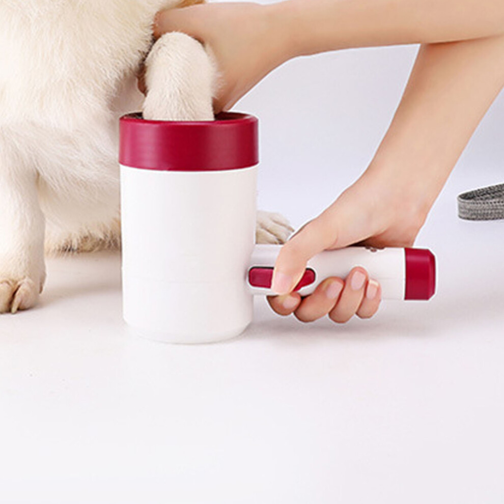 White Dog Paws Cleaner Cup For Portable Foot Wash With Silicone Bristles