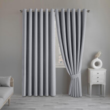 (Grey, 66" x 72" (168cm x 183cm)) 100% Blackout Linen Curtains - 260GSM Heavy Thermal Insulated Drapes, Thick Light Blocking Curtains
