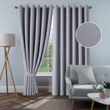 (Grey, 66" x 90" (168cm x 229cm)) 100% Blackout Linen Curtains - 260GSM Heavy Thermal Insulated Drapes, Thick Light Blocking Curtains