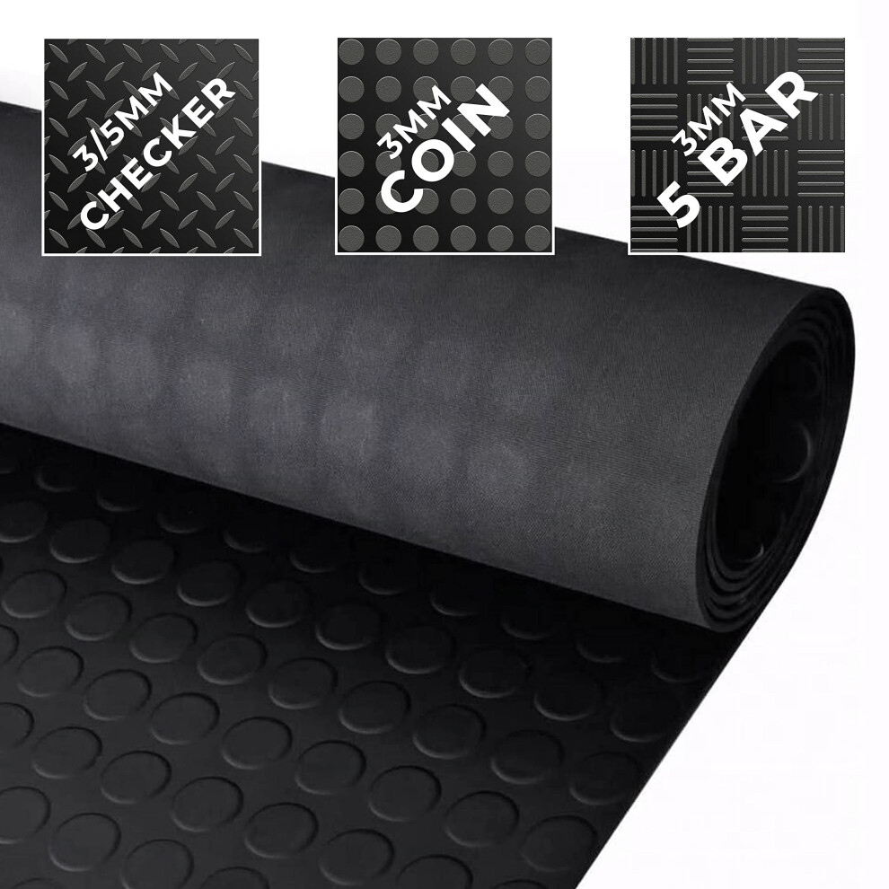 Coin Rubber Flooring 3Mm Thick Non Slip Mats 8M X 1.5M For Camper Van, Shed, Gym, Garage, Workshop 6038364167767