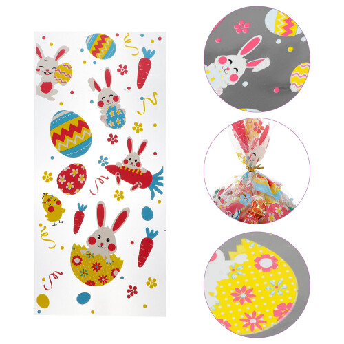 200Pcs Multi-Color Plastic Candy Wrapping Pouches with Bunny Design 1