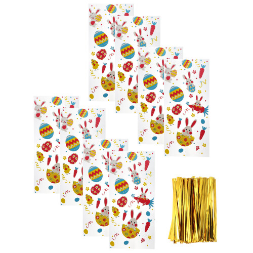 200Pcs Multi-Color Plastic Candy Wrapping Pouches with Bunny Design 2