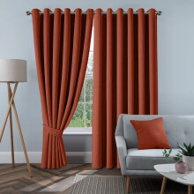 (Rust, 66" x 72" (168cm x 183cm)) 100% Blackout Linen Curtains - 260GSM Heavy Thermal Insulated Drapes, Thick Light Blocking Curtains