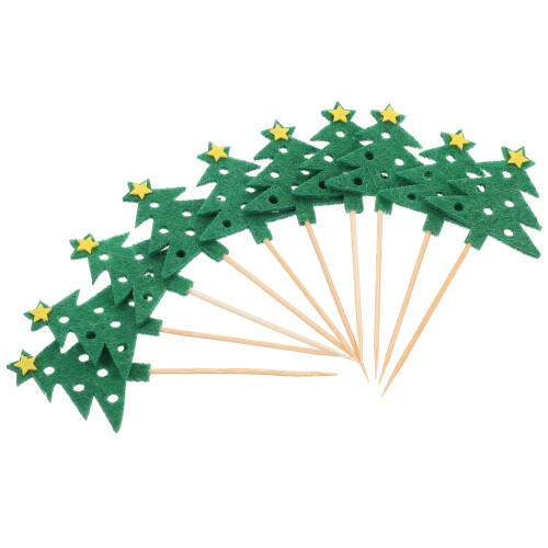 20 Pcs Christmas Tree Cocktail Picks for Cake Fruit Desserts