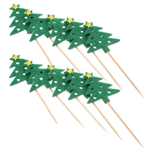 20 Pcs Christmas Tree Cocktail Picks for Cake Fruit Desserts 2