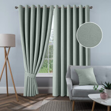 (Sage Green, 66" x 90" (168cm x 229cm)) 100% Blackout Linen Curtains - 260GSM Heavy Thermal Insulated Drapes, Thick Light Blocking Curtains