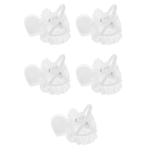 5pcs Heart-Shaped Ring Pillow with Handle 1