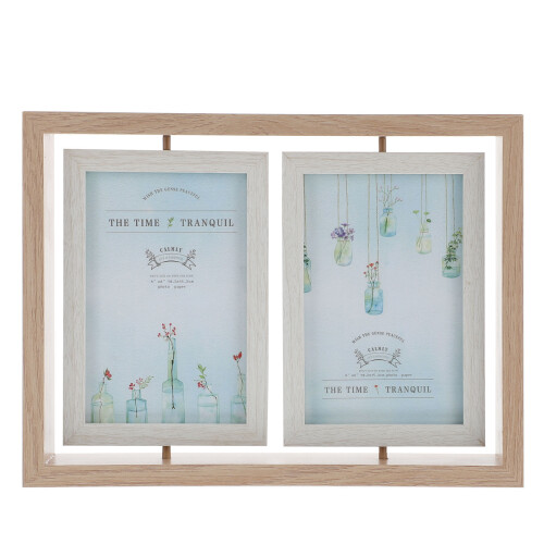 2 Pcs Siamese Rotating Photo Frame Double Sided Holder