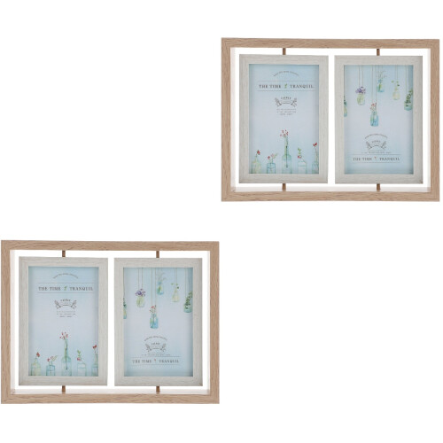 2 Pcs Siamese Rotating Photo Frame Double Sided Holder 2