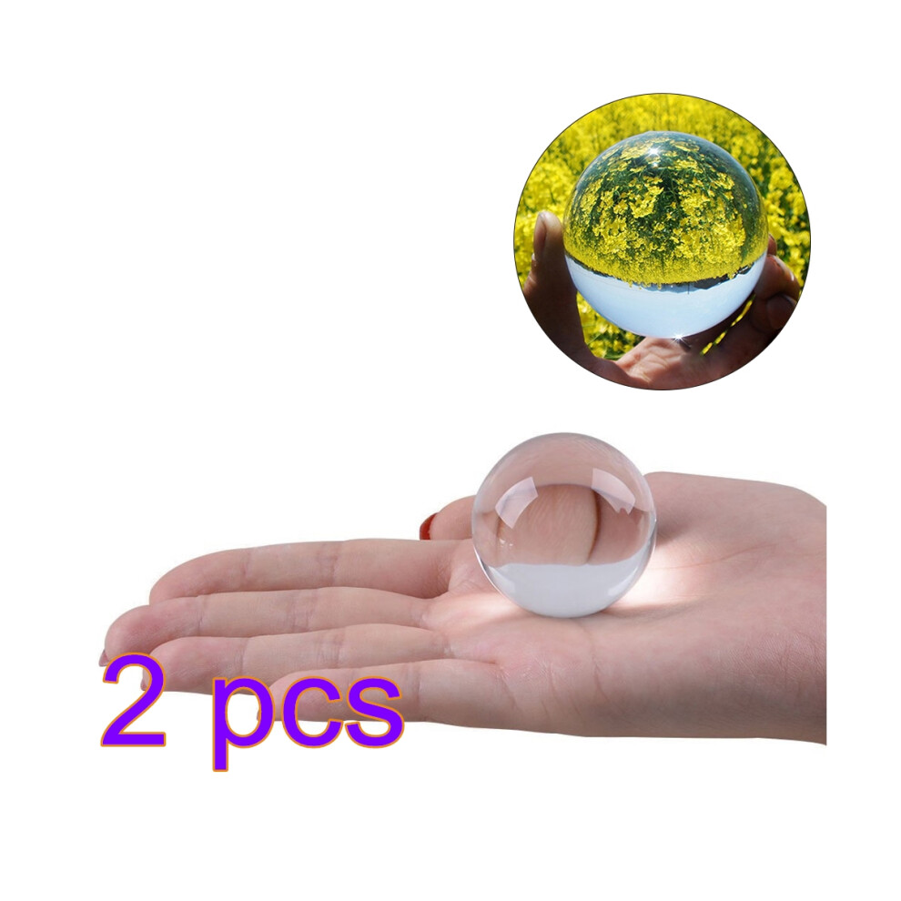 2Pcs 4Cm Crystal Ball Photography Prop Glass Sphere 3183446450718
