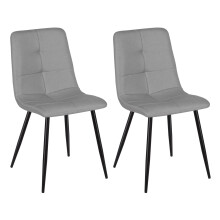 (set of 2) Dining Chairs Set of 2/4/6,Upholstered Linen Breathable Cushion Seat and Sturdy Black Metal Legs Kitchen Chair(Grey,Linen)