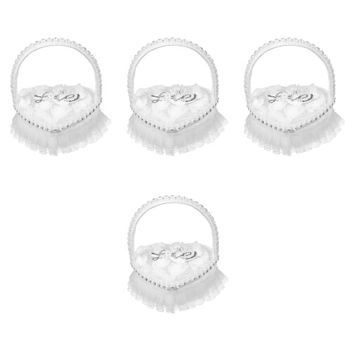 4pcs Heart-Shaped Ring Pillow with Handle 2
