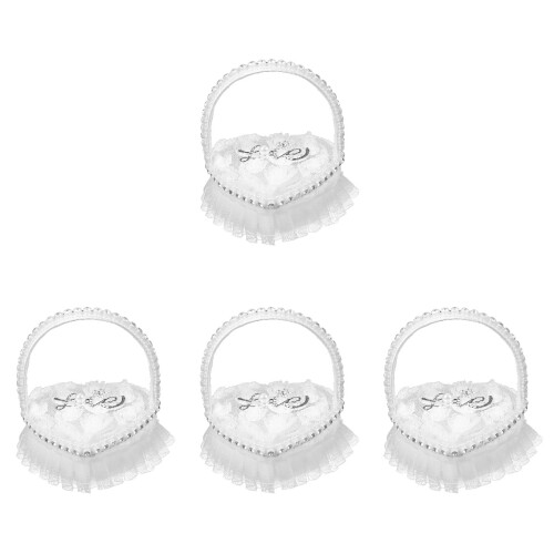 4pcs Heart-Shaped Ring Pillow with Handle 1