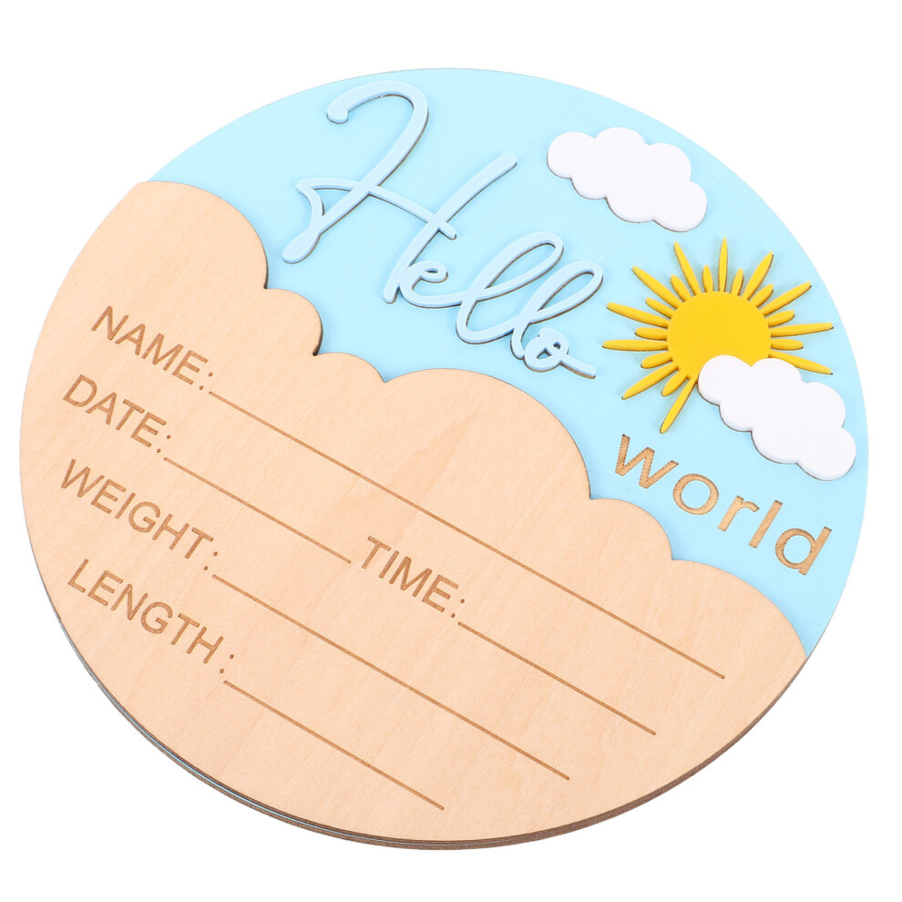 Wooden Baby Announcement Sign Round Name Plaque For Nursery Photo Iplusmile