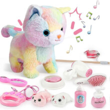 Remote Control Electronic Plush Cat for Kids,Interactive Electronic Cat Toy, Barks,Walks, Pretend Dress Up,Stuffed Animal Walking