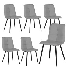 (set of 6) Dining Chairs Set of 2/4/6,Upholstered Linen Breathable Cushion Seat and Sturdy Black Metal Legs Kitchen Chair(Grey,Linen)