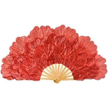 Dance Silk Veil - Long Silk Fans for Belly Dance, 90 Inch Handheld Silk Fan Veils for Stage Performance Props