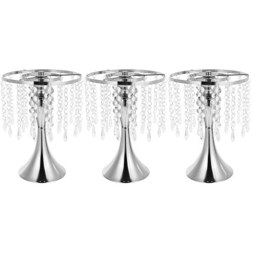 3 Pcs Wedding Candlestick Crystal Candleholder Flower Rack 2