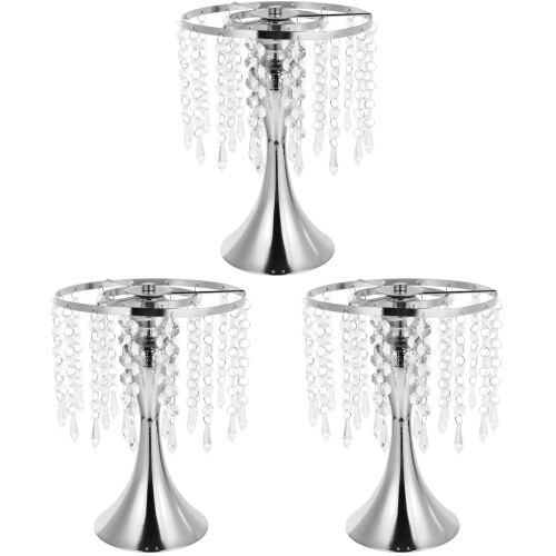 3 Pcs Wedding Candlestick Crystal Candleholder Flower Rack 1