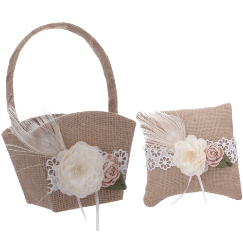 3 Sets Wedding Ring Pillow Flower Basket Decoration 2