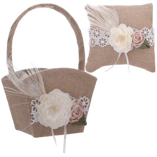 3 Sets Wedding Ring Pillow Flower Basket Decoration 1