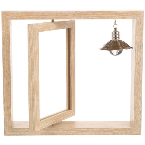 Double Sided Rotating Wood Picture Frame with Lamp