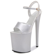 20CM High Heels Stiletto Fetish Shoes for Nightclub, Pole Dance, Wedding, Party, Prom in Silver, Size 45 EU