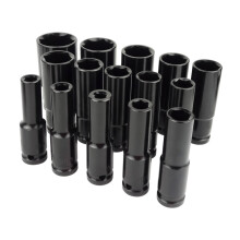 15 Piece 1/2" Drive Impact Socket Kit With Antislip Design-A