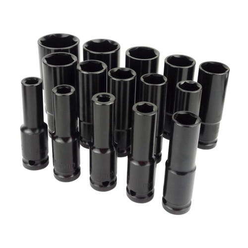 15 Piece 1/2" Drive Impact Socket Kit With Antislip Design-A