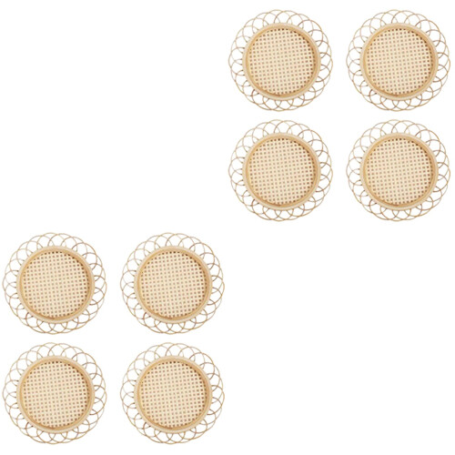 8 Pcs Bamboo Hollow Round Coasters Heat Insulation Mats 2